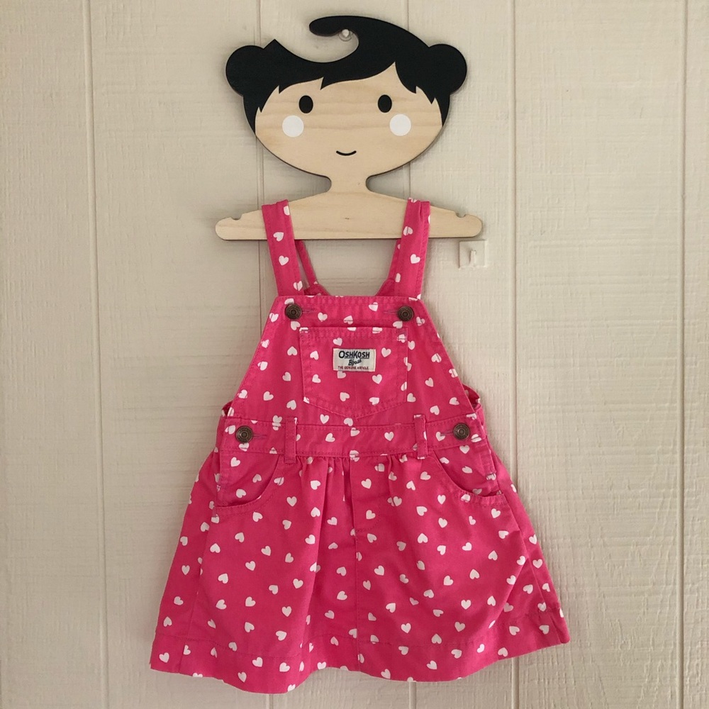 OshKosh B’Gosh Valentine’s Day heart skirt overalls 24 months pink
